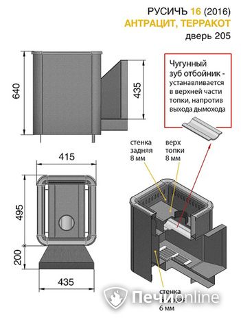 Дровяные печи-каменки Везувий Русичъ Антрацит 16 (205) 2016 в Кемерове