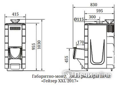 Дровяная печь-каменка TMF Гейзер XXL 2017 Carbon ДН ЗК антрацит в Кемерове