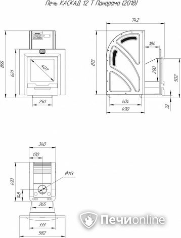Дровяная банная печь Теплодар Каскад-12 Т Панорама (2018) в Кемерове