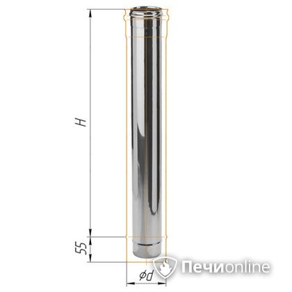 Дымоход Феррум Дымоход нержавейка 08 d-115 L=1м в Кемерове