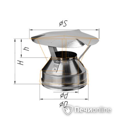 Дымоход Феррум Оголовок оцинкованный d-200/280 по воде в Кемерове