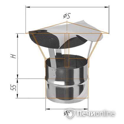 Дымоход Феррум Зонт нержавеющий 0.5 d-150 по воде в Кемерове