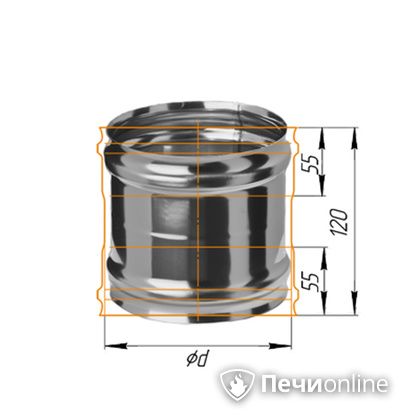Дымоход Феррум Адаптер ММ для печи нержавеющий 08 d-120 в Кемерове