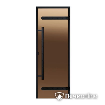 Дверь для бани Harvia Стеклянная дверь для сауны LEGEND 7/19 черная коробка сосна бронза  D71901МL в Кемерове